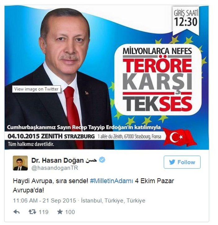Erdoğan 4 Ekim'de Strasbourg'da mitingine katılacak
