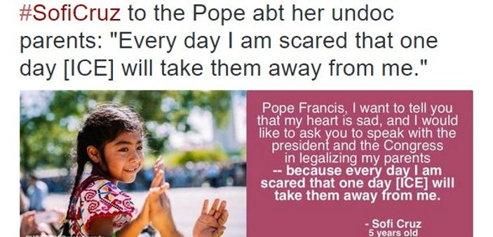 Küçük kızdan Papa'ya anlamlı mektup