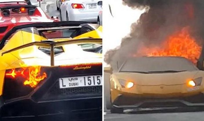 Dubai'de milyonluk spor otomobil alev aldı