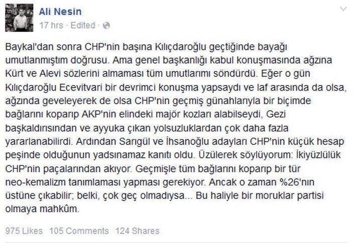 Ali Nesin'den CHP'lileri kızdıracak açıklamalar