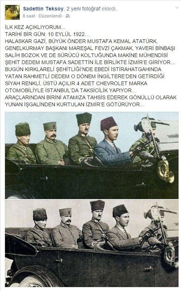 Sadettin Teksoy'dan Atatürk paylaşımı