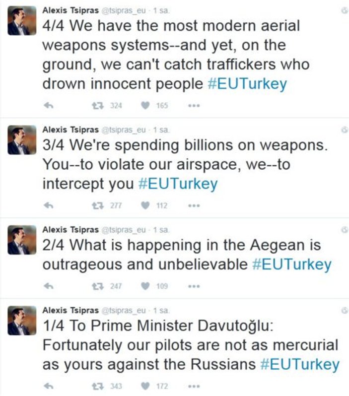 Başbakan Davutoğlu Çipras'a Twitter'dan yanıt verdi