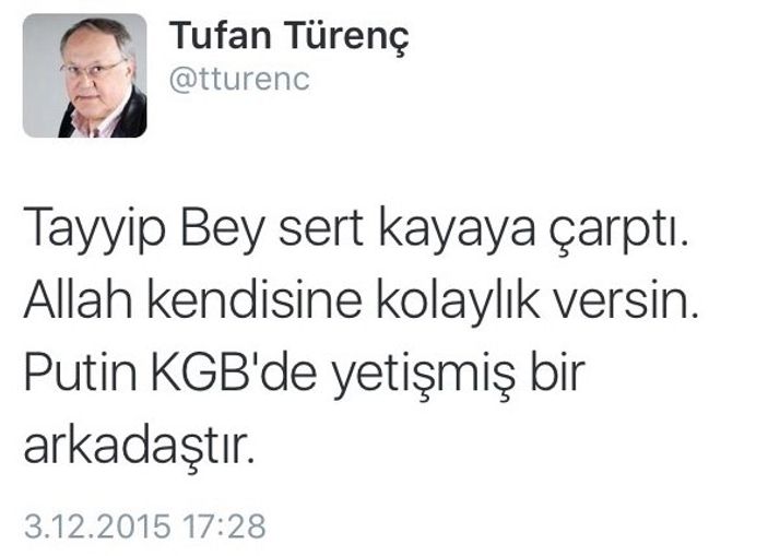Tufan Türenç Putinci oldu