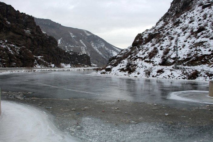 Sibirya soğukları Erzurum'da şelaleleri dondurdu