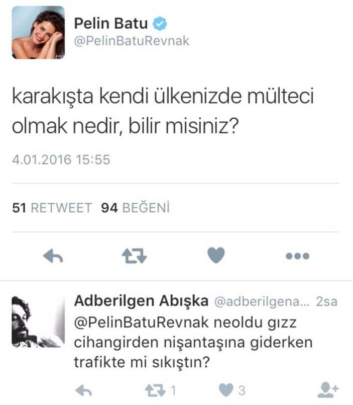 Pelin Batu'dan mülteci tweeti