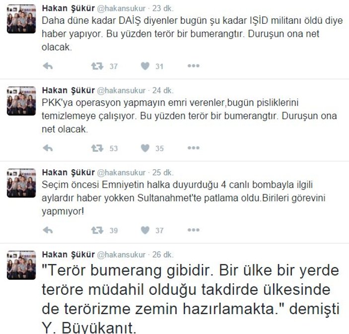 Hakan Şükür'den Sultanahmet tweeti