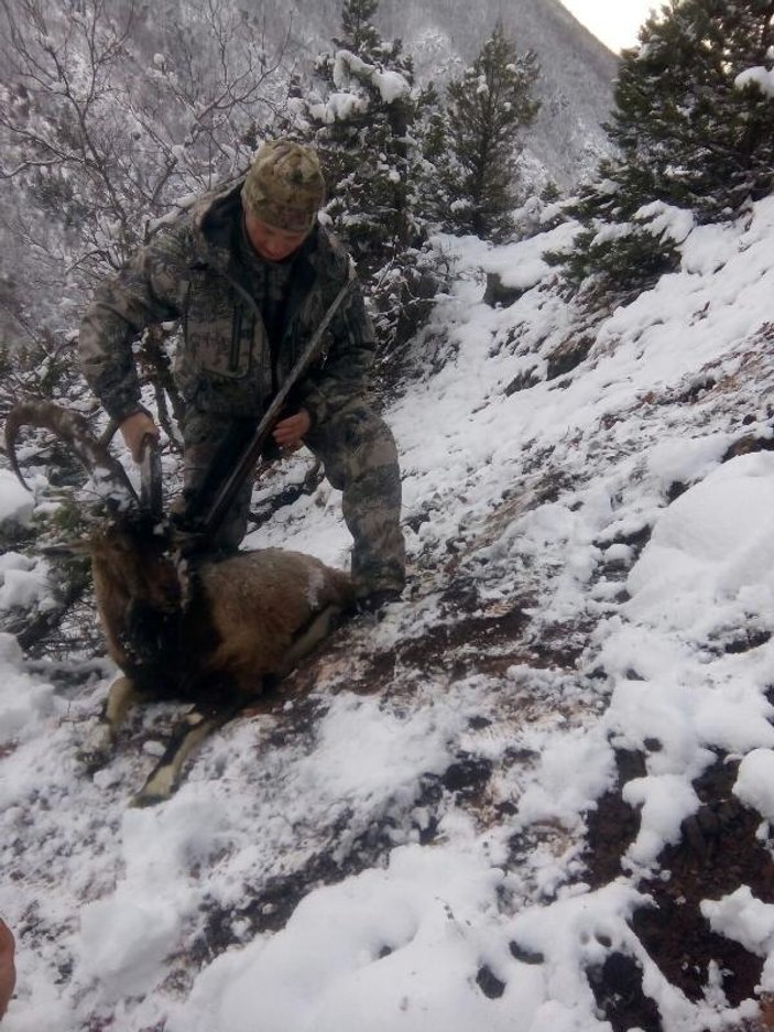 Ukraynalı avcı Artvin'de yaban keçisi vurdu