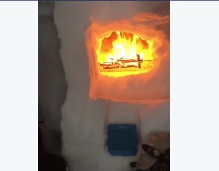 Yağan kardan iglo yaptılar