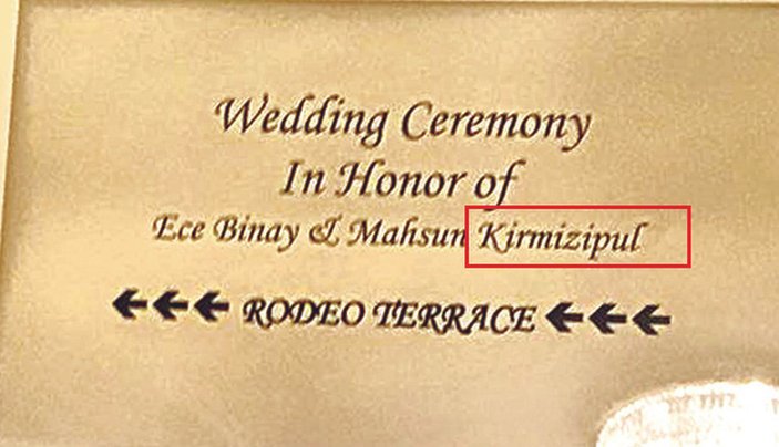 Kırmızıgül'ün adı düğün davetiyesinde yanlış yazıldı