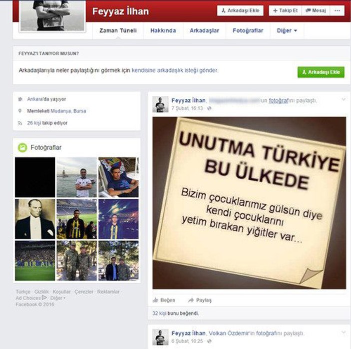 Şehidin Facebook'taki paylaşımı yürek burktu