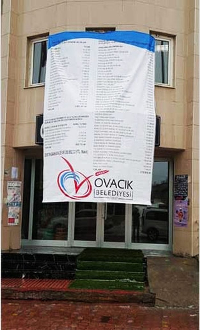 Komünist Ovacık belediyesi gelir gider afişi astı
