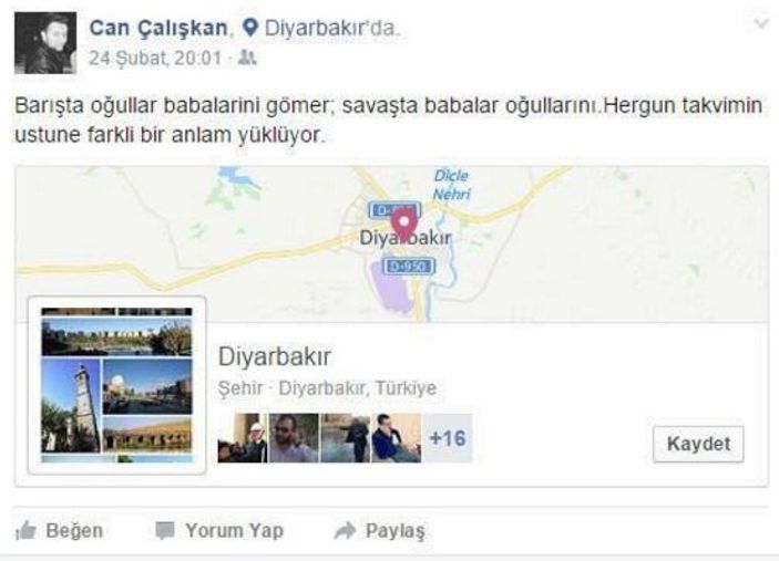 Diyarbakır şehidinin yürek yakan paylaşımı