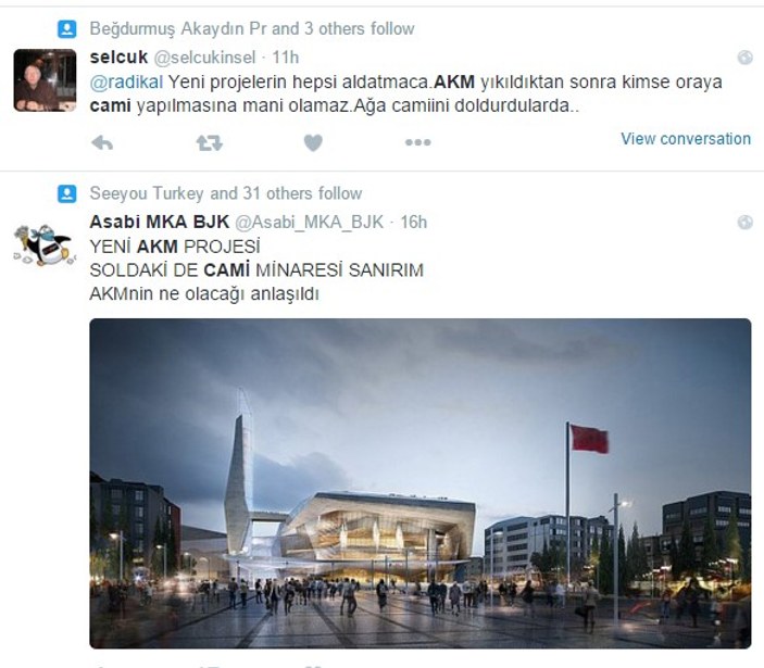 Yeni AKM binasını camiye benzeten Geziciler tepkili