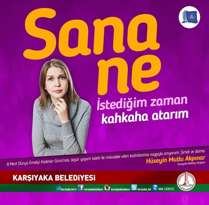 İzmir Karşıyaka Belediyesi'nden dikkat çeken 8 Mart afişi