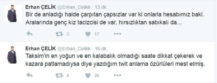 Erhan Çelik'in tweet'i anlaşılamadı