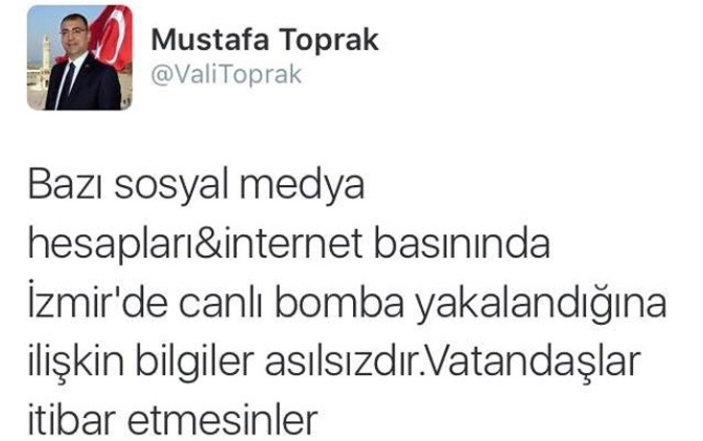 İzmir Valisi canlı bomba iddialarını yalanladı