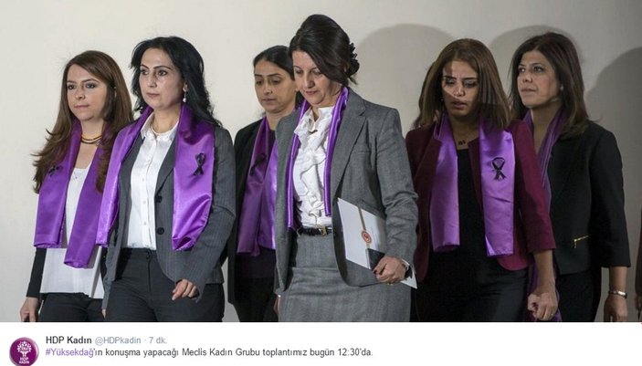 HDP'li kadınlar mor giydi