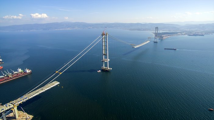 İzmit Körfez Geçiş Köprüsü havadan görüntülendi