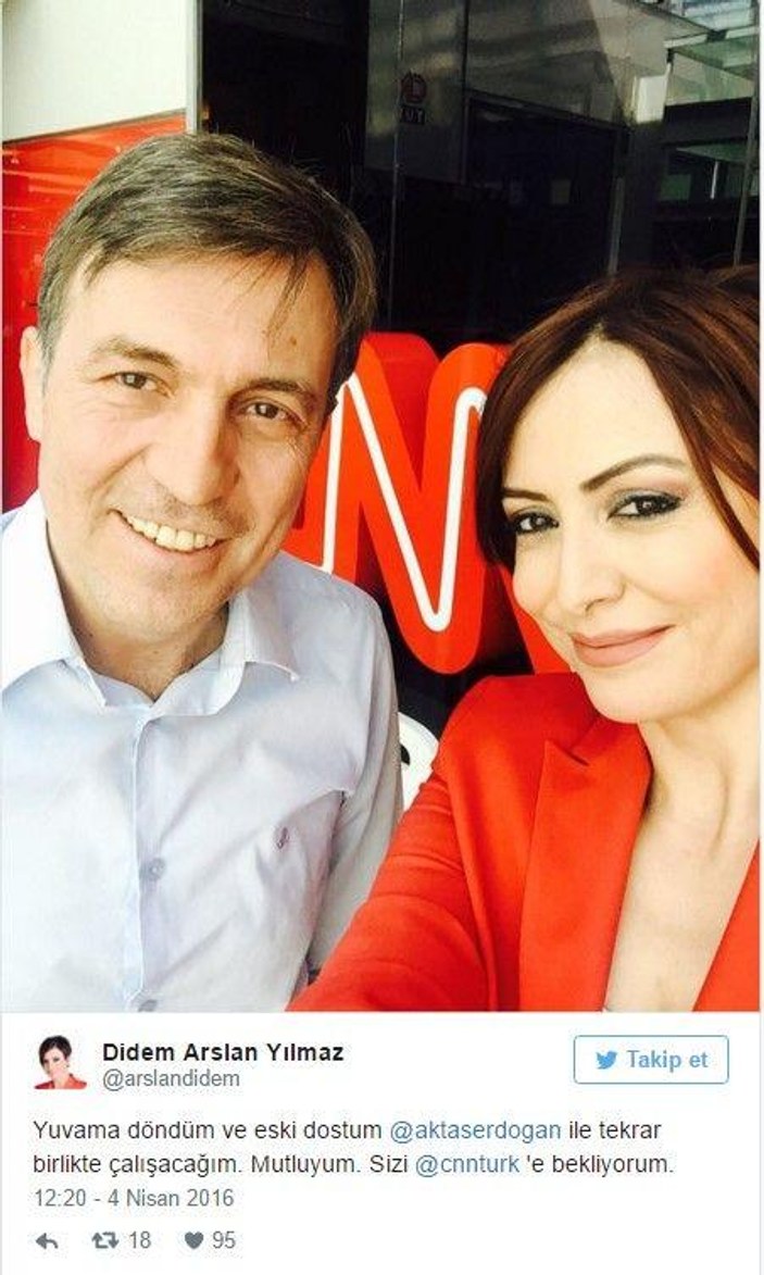 Sunucu Didem Arslan Yılmaz CNN Türk'e döndü