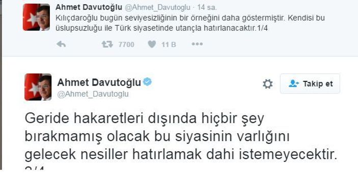 Davutoğlu Twitter'da Kılıçdaroğlu'nu takibi bıraktı