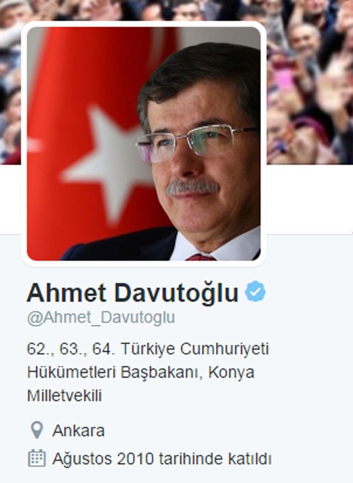Davutoğlu Twitter hesabını güncelledi