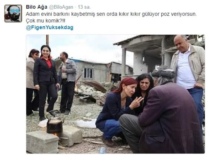 Figen Yüksekdağ yıkılan Yüksekova'da gülücükler attı