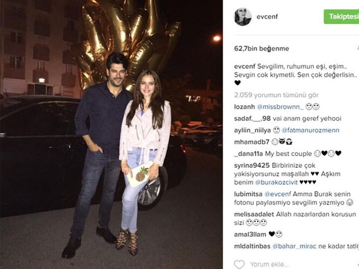 Fahriye Evcen'den Burak Özçivit'e: Sevgilim, ruhum, eşim