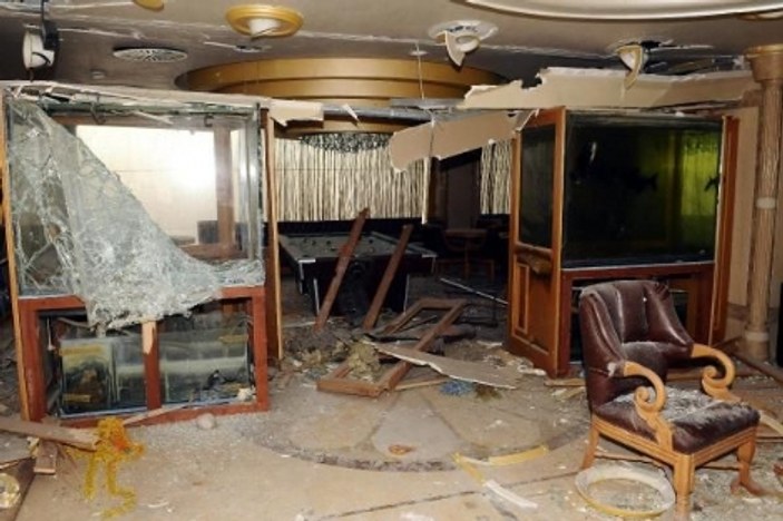 Saldırıda hasar gören otelin içi görüntülendi