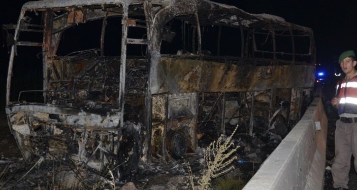 Yolcu otobüsü yandı: 1 ölü