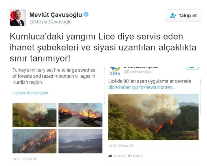 Kumluca yangınını Lice'de gösteren HDP özür diledi