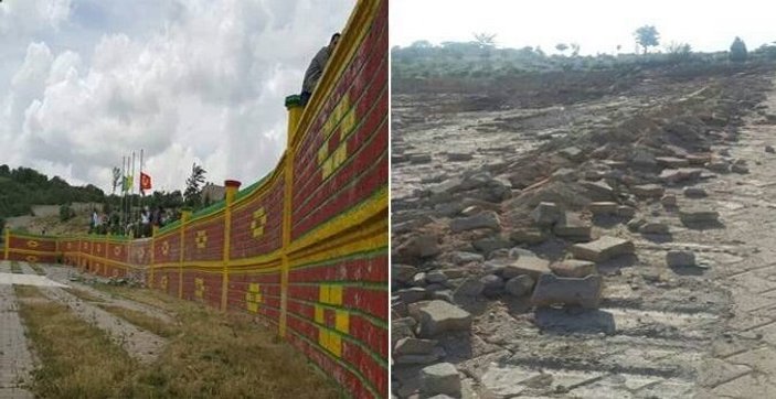 Lice'de PKK mezarlığı yıkıldı