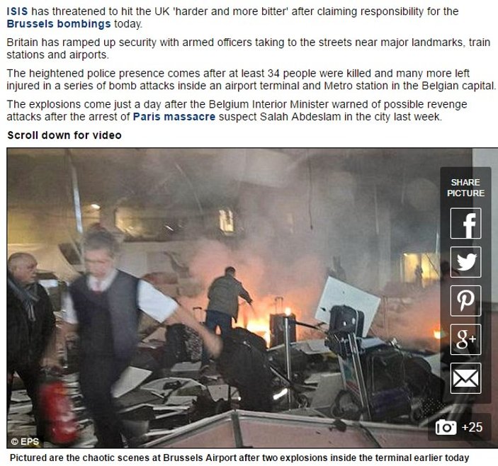 Hürriyet'in kullandığı fotoğraf Brüksel patlamasından