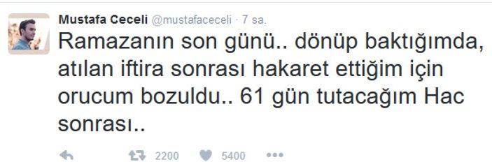 Mustafa Ceceli: 61 gün oruç tutacağım