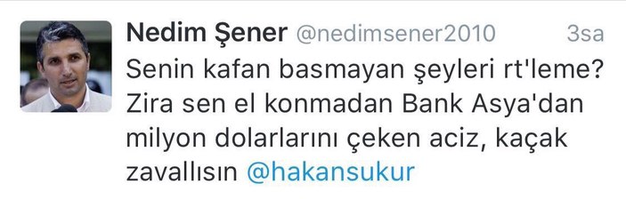 Nedim Şener, Hakan Şükür'le Twitter'da tartıştı