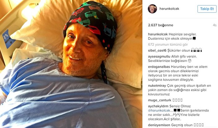 Harun Kolçak hastaneden fotoğrafını paylaştı