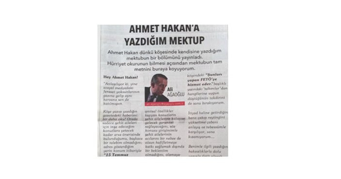 Ağaoğlu Ahmet Hakan'a kızıp Hürriyet'ten köşe satın aldı