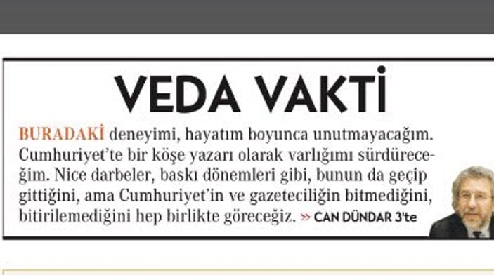 Can Dündar Cumhuriyet'ten ayrıldı