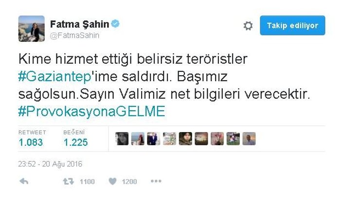 Fatma Şahin'den provokasyon uyarısı