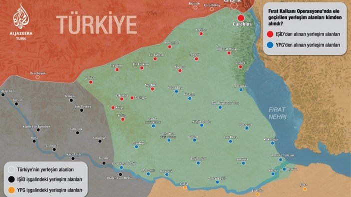 Cerablus'ta operasyonların ardından alınan bölgeler