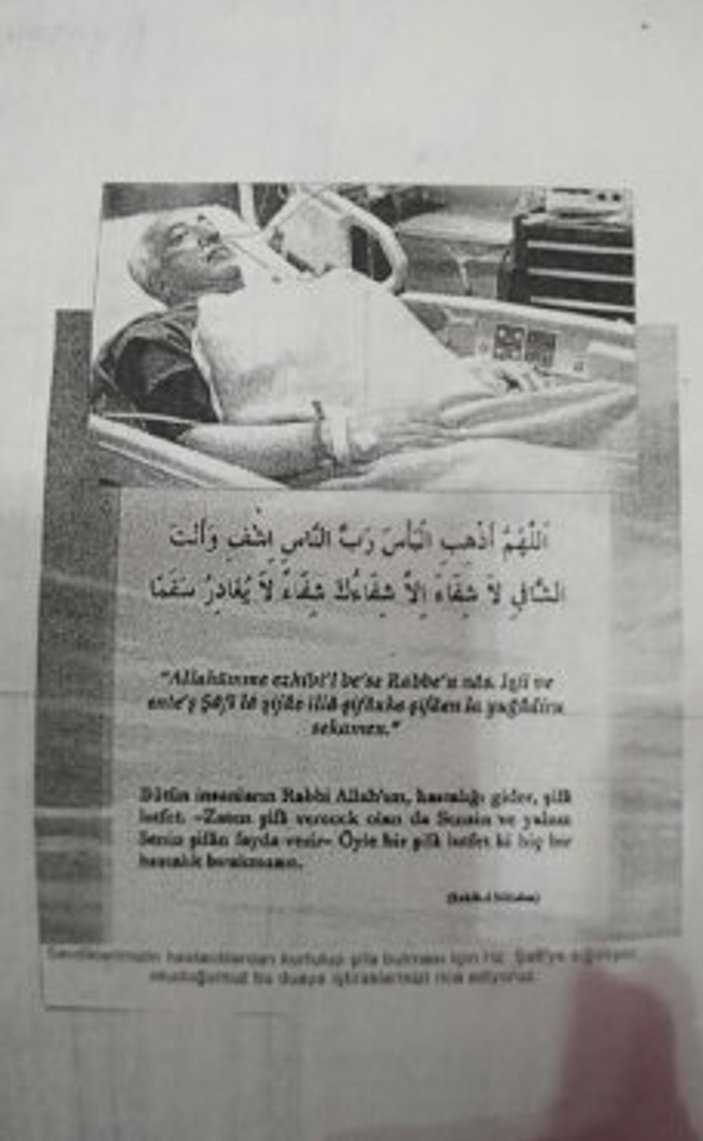 Operasyonda Gülen'in hasta yatağında çekilmiş dualı fotoğrafı bulundu