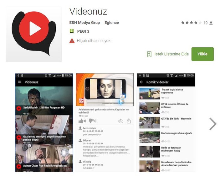 Videonuz uygulaması iTunes ve Google Play'de