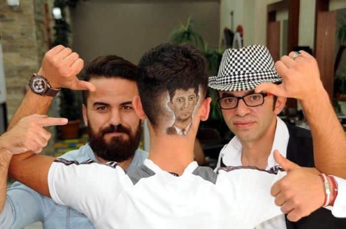 Erdoğan ve Ömer Halisdemir'in fotoğrafı saç modeli oldu