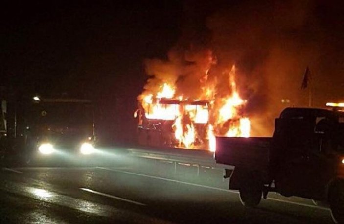 Ankara'da yolcu otobüsü yandı: 5 yaralı