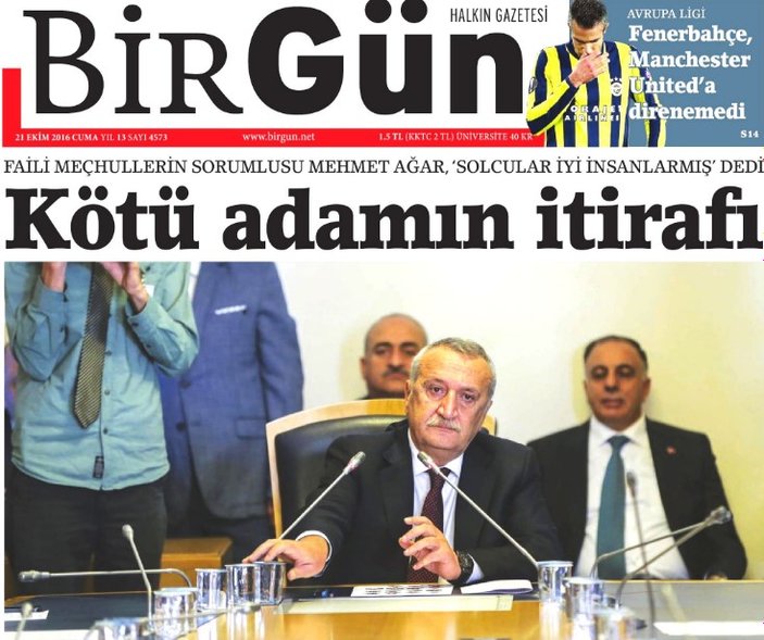 BirGün gazetesinin Mehmet Ağar manşeti