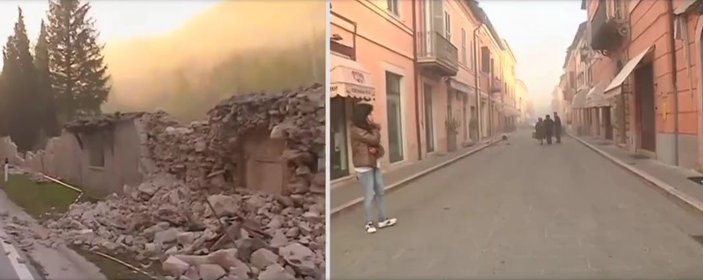 İtalya'da deprem sonrası korku dolu anlar