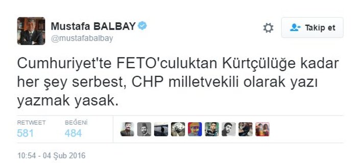 Mustafa Balbay Cumhuriyet gazetesine destek verdi