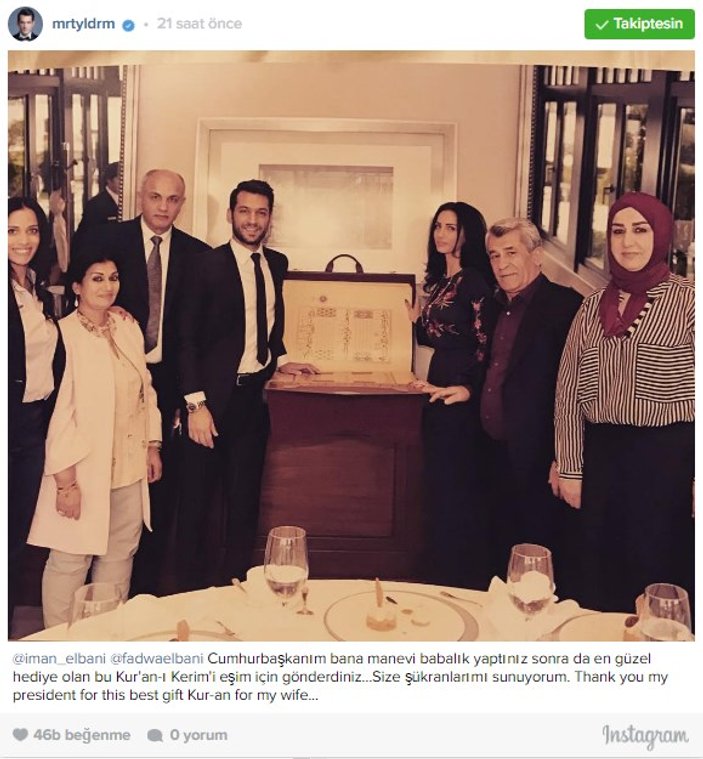 Erdoğan'dan Murat Yıldırım ve nişanlısına Kur'an hediyesi