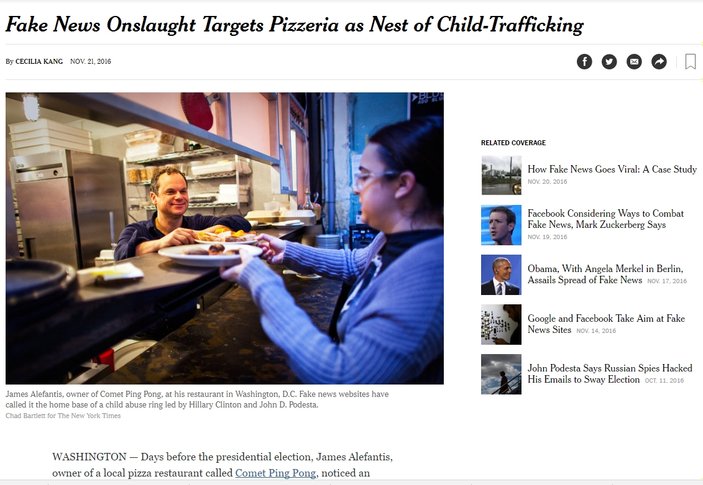 New York Times pizzagate skandalının üstünü örtüyor