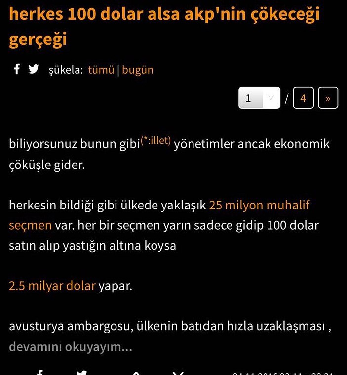 Herkes 100 dolar alsın Türkiye batsın istiyorlar