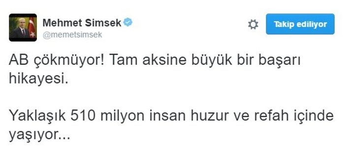 Mehmet Şimşek'in AB tweet'i yanlış anlaşıldı